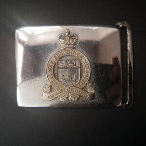 Royal New Brunswick Regiment Military Uniform Belt Buckle w/ Crest & Moto